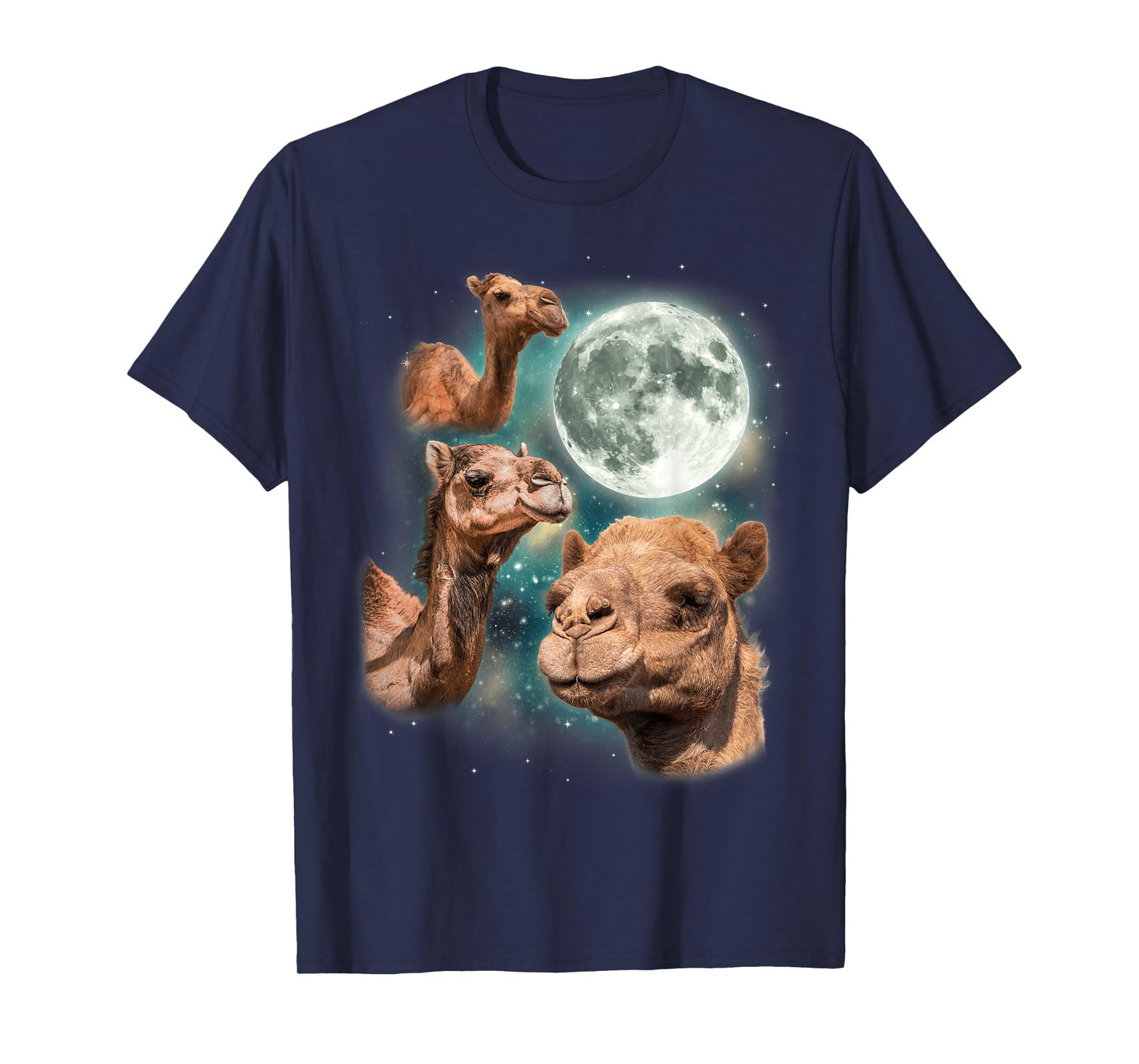 Three Camels Moon | 3 Dromedary Camels Under A Desert Moon T-Shirt