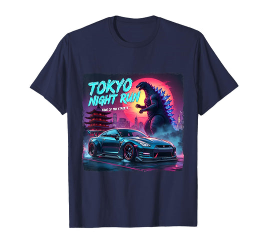 Tokyo Night Run King of the Streets Dinosaur T-Rex Graphic T-Shirt