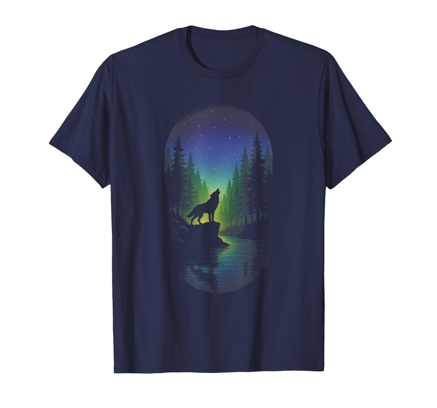 Wolf Silhouette - Forest Wildlife Outdoor Scene T-Shirt