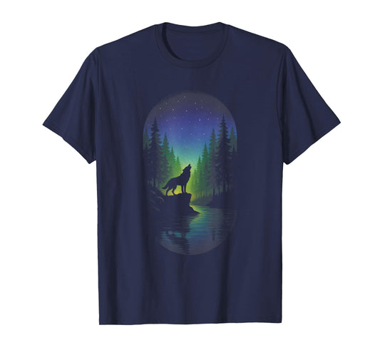 Wolf Silhouette - Forest Wildlife Outdoor Scene T-Shirt