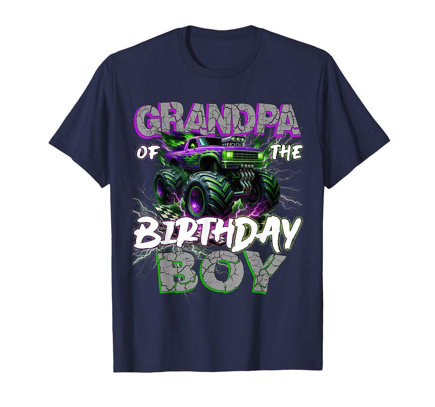 Grandpa Of The Birthday Monster Truck Family Matching Party T-Shirt