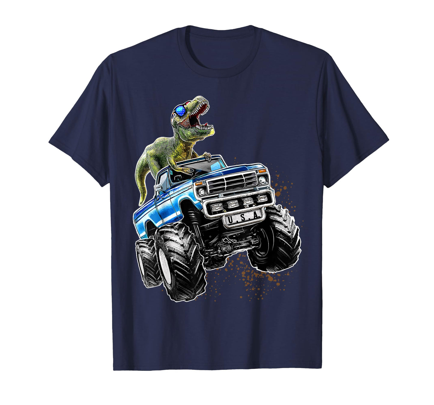 T Rex Dinosaur Monster Truck Patriotic Birthday Gift Boys T-Shirt
