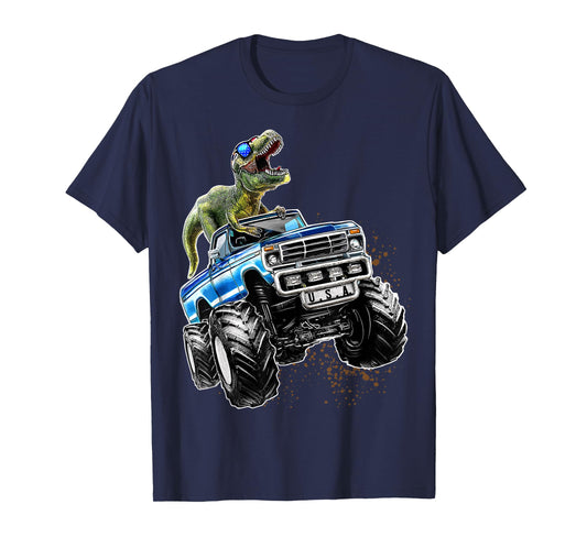 T Rex Dinosaur Monster Truck Patriotic Birthday Gift Boys T-Shirt