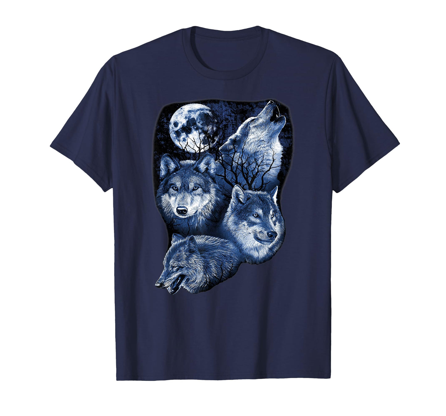 Four Wolfs Howling At The Moon Wolf Lover T-Shirt