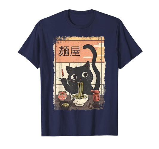 Cat Ramen Japanese Funny Graphic Art Kawaii Cats Anime Gifts T-Shirt
