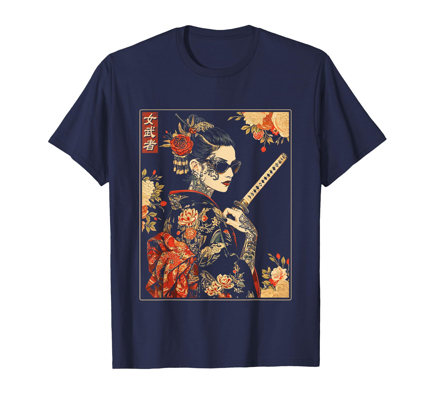 Japanese Gothic Samurai Art Woman With Katana Sword T-Shirt