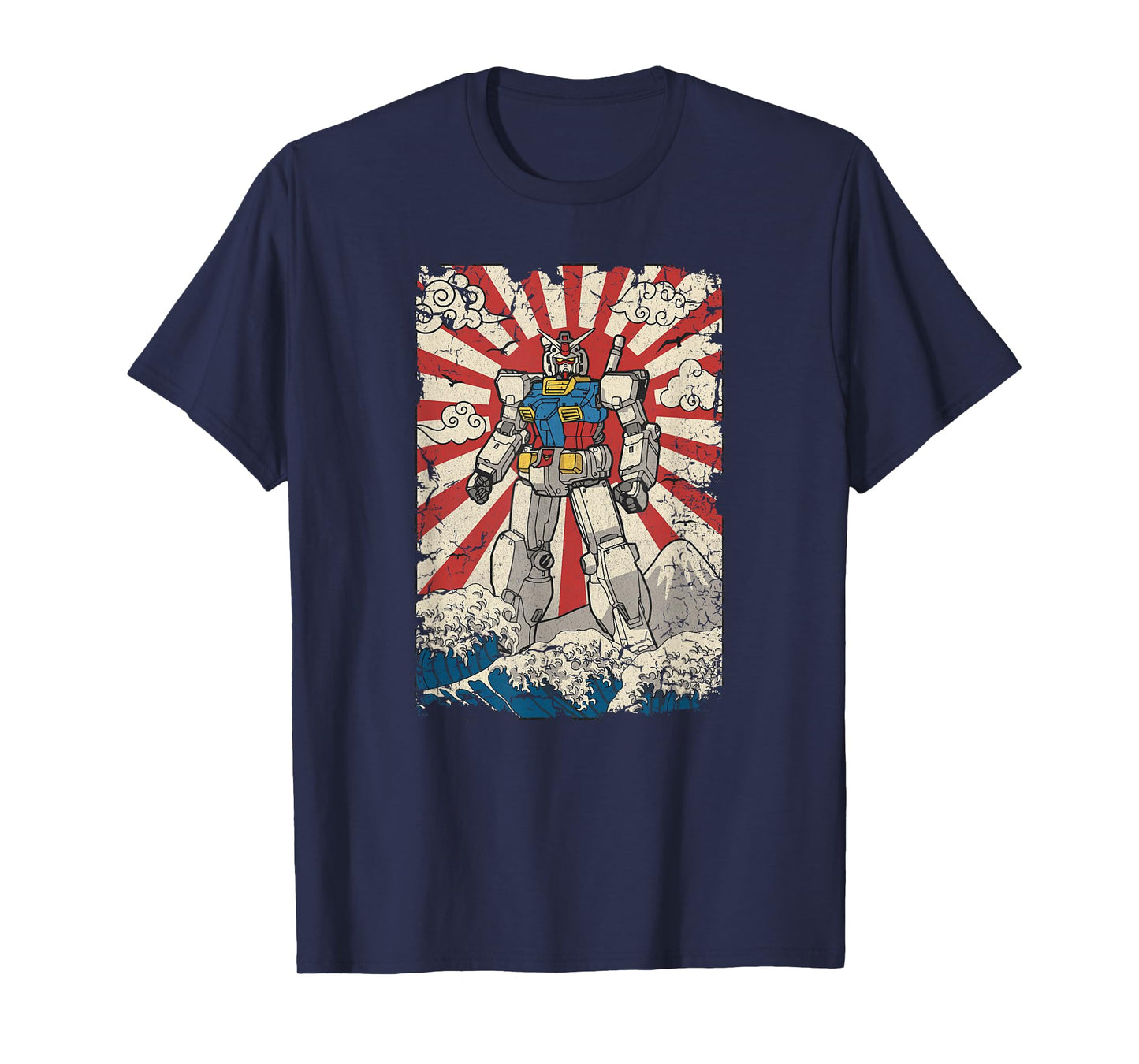 Japanese Mecha Anime Robot Kanagawa Great Wave Manga T-Shirt