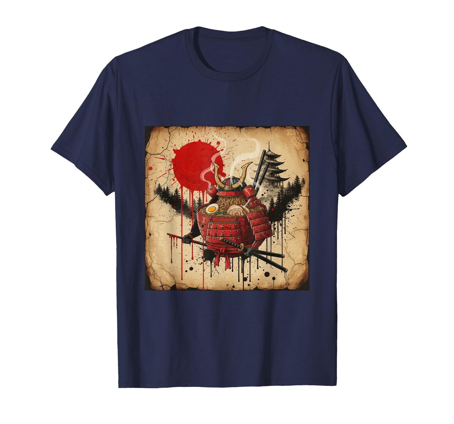 Samurai Ramen Bowl Japanese Parody Warrior Art T-Shirt