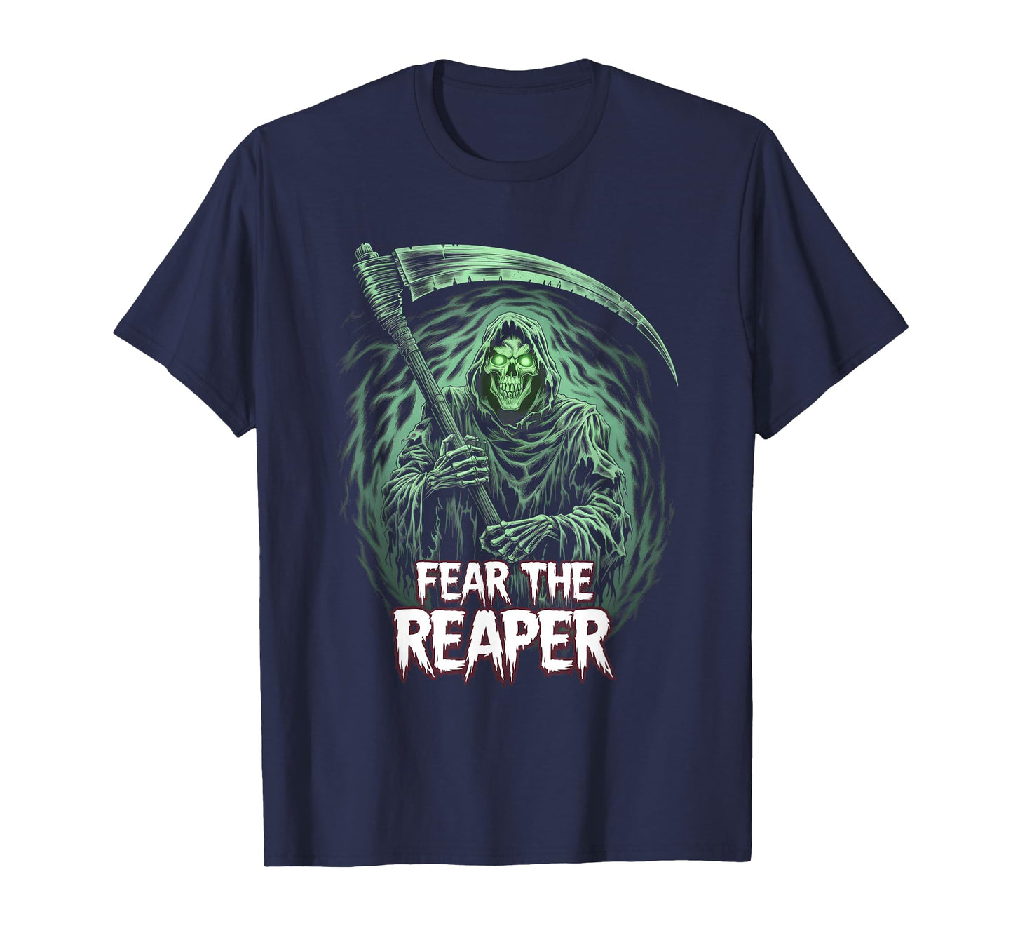 Grim Reaper Fear the Reaper Swirling Fog Art Horror Fans T-Shirt