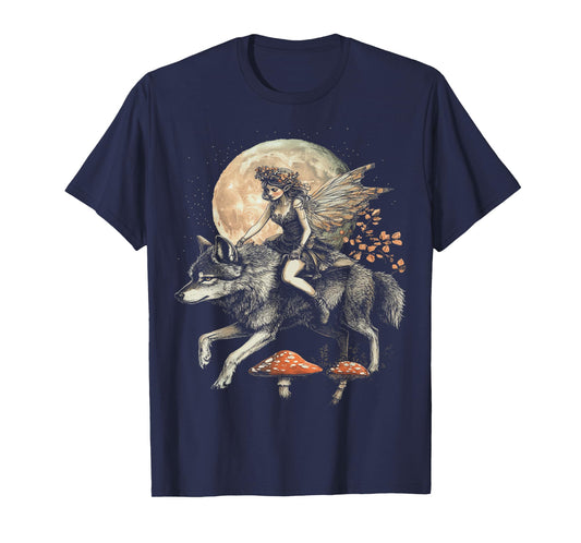 Dark Cottagecore Mushroom Fairycore Full Moon Women's Wolf T-Shirt