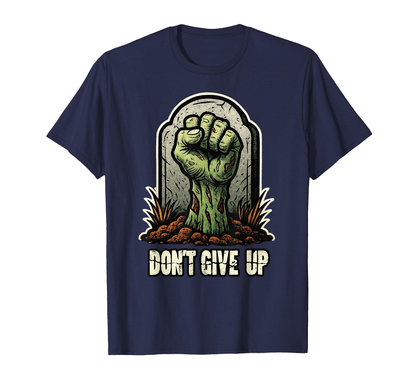 Don't Give Up Zombie Gravestone Solidarity Fist T-Shirt