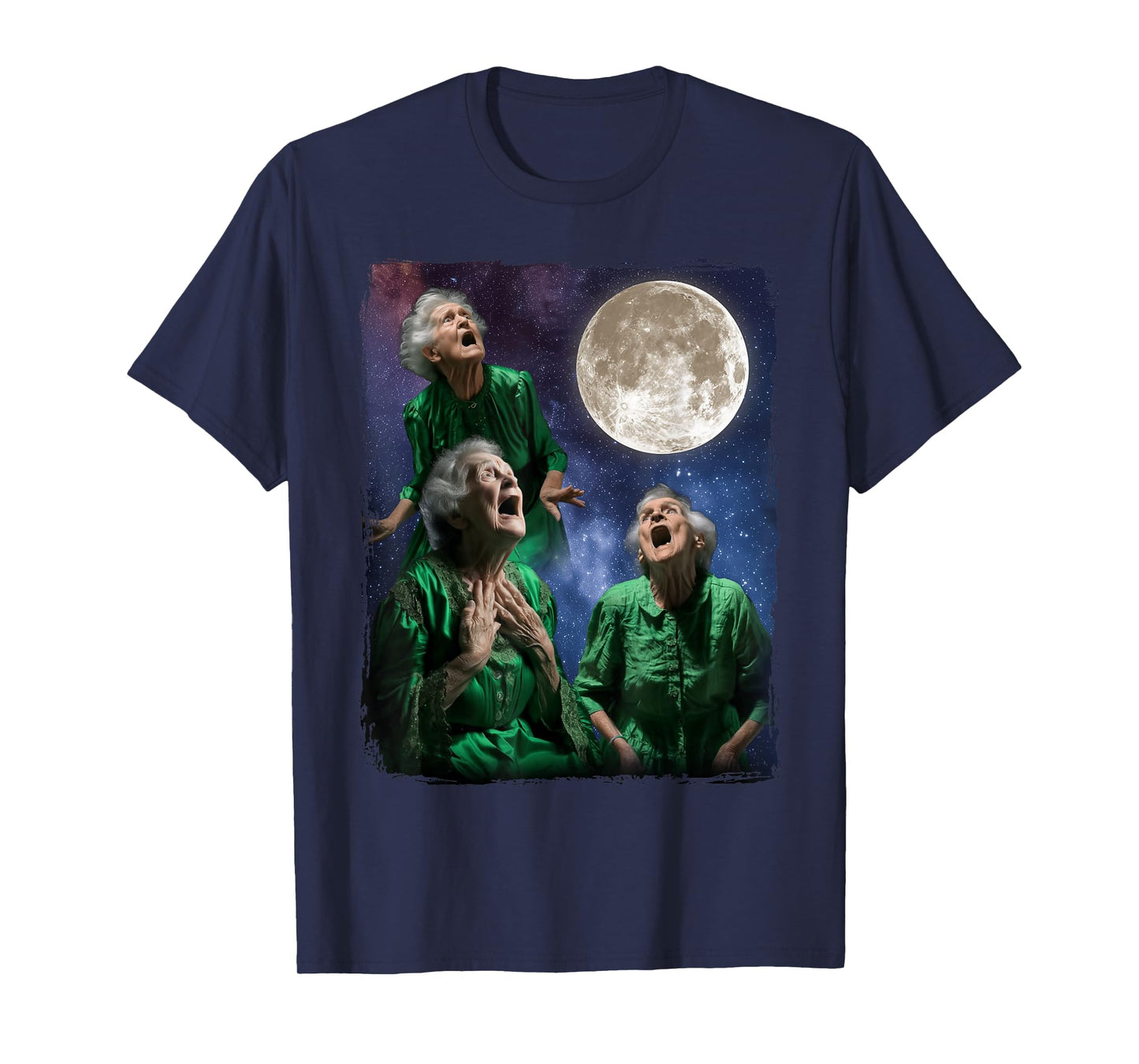 Grandma Howling At Moon Three Granny Moon T-Shirt