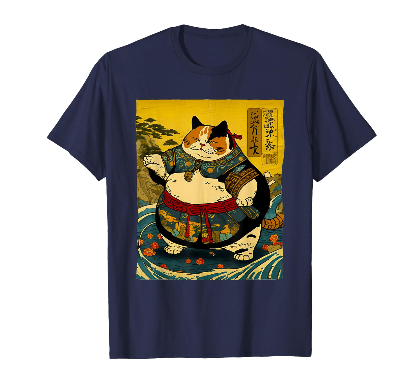 Japanese Art Cat Ninja Sumo Cat Anime Wrestler Cat Men Women T-Shirt