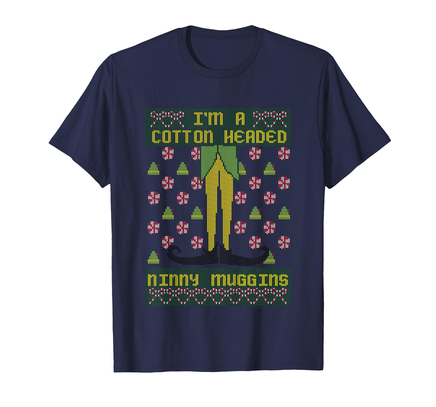 Kids Elf Buddy Cotton Headed Ninny Muggins Holiday Pattern T-Shirt