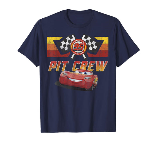 Disney Pixar Cars McQueen Pit Crew Red Distressed T-Shirt