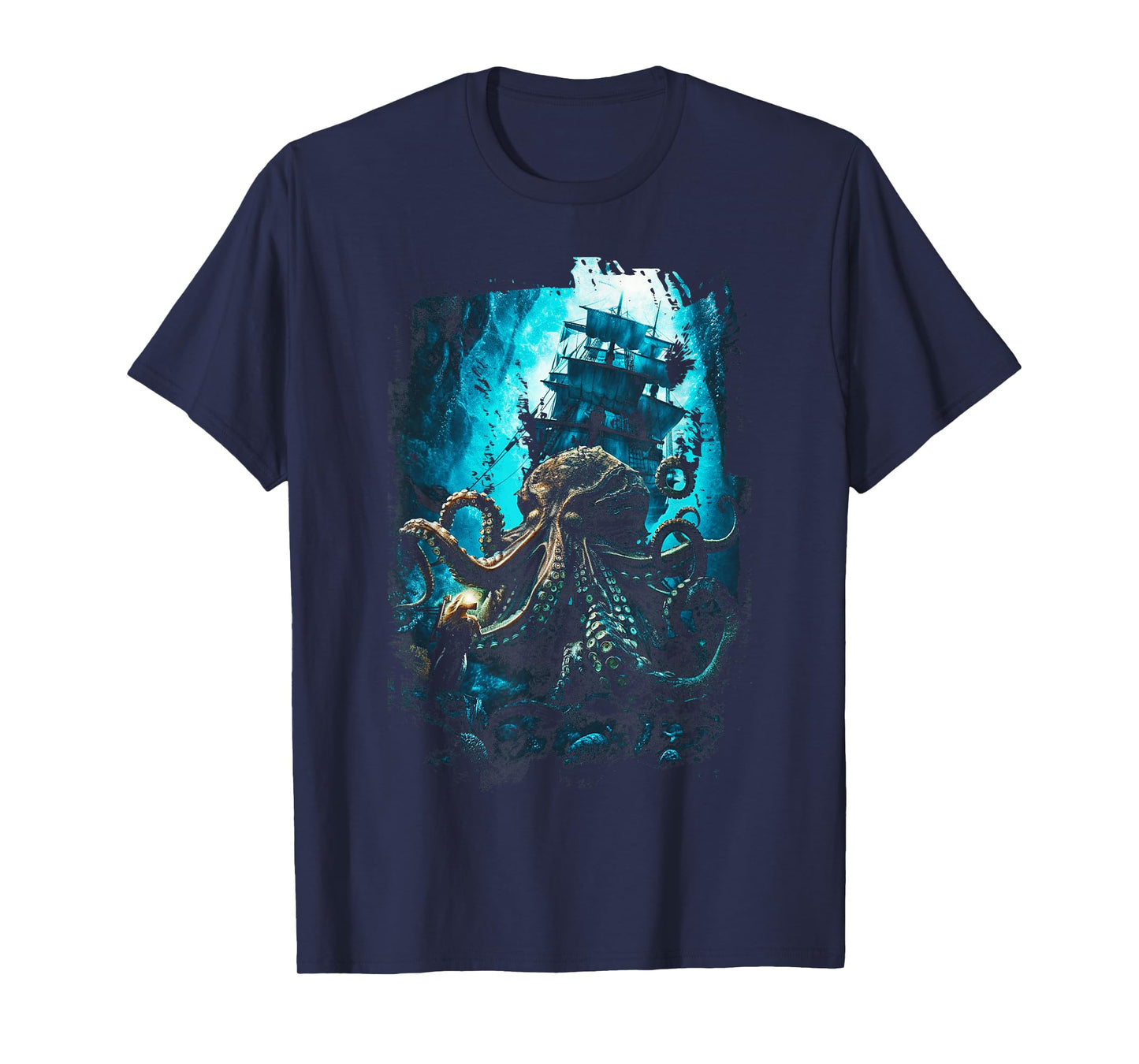 Giant Octopus Pirate Ship Vintage Kraken Sailing Squid T-Shirt