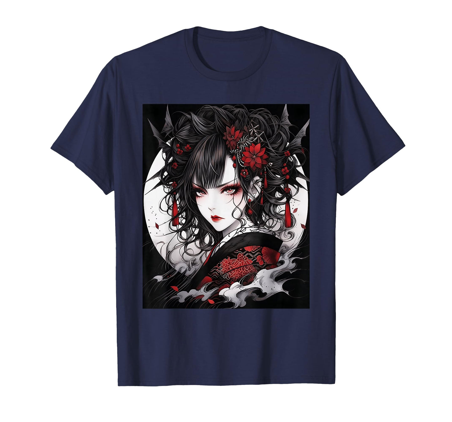 Enigmatic Enchantress: Japanese Gothic Girl Graphic Design T-Shirt