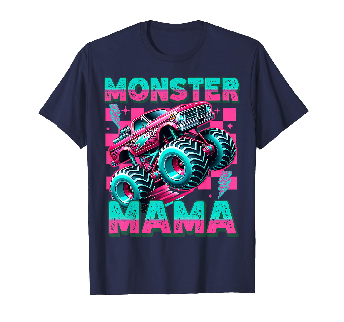 Vintage Monster Mama Retro Leopard Monster Truck Lover Mom T-Shirt