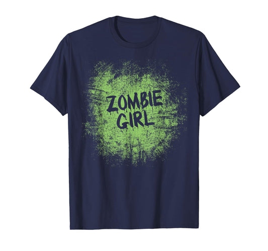 Zombie girl cool lazy halloween costume zombies family girls T-Shirt