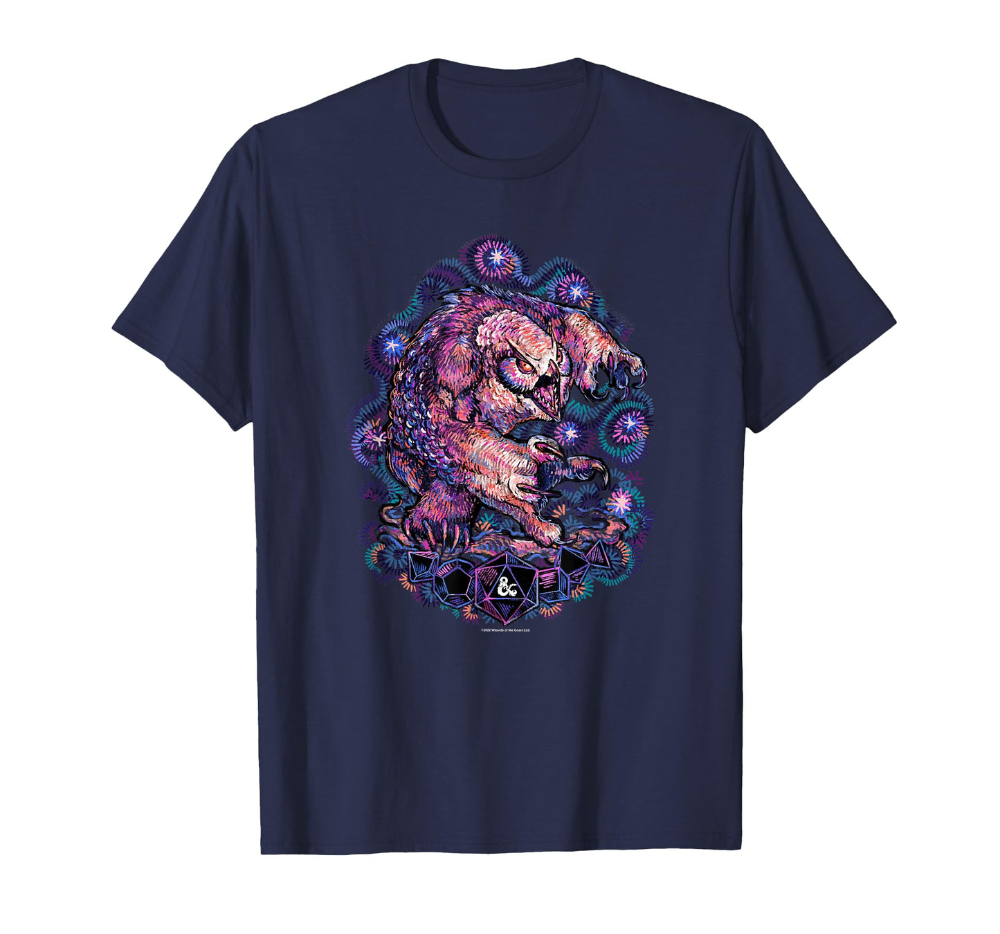 Dungeons & Dragons Starry Night Owlbear Painted Neon Logo T-Shirt