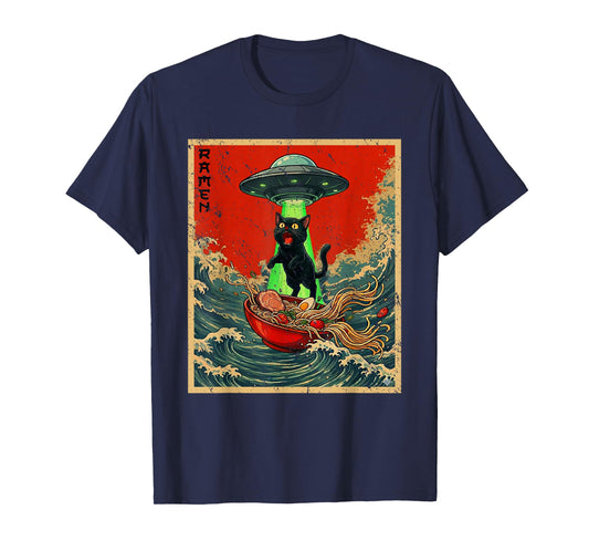 Cat Ramen UFO Japanese Anime Graphic Tees Men Women Teens T-Shirt