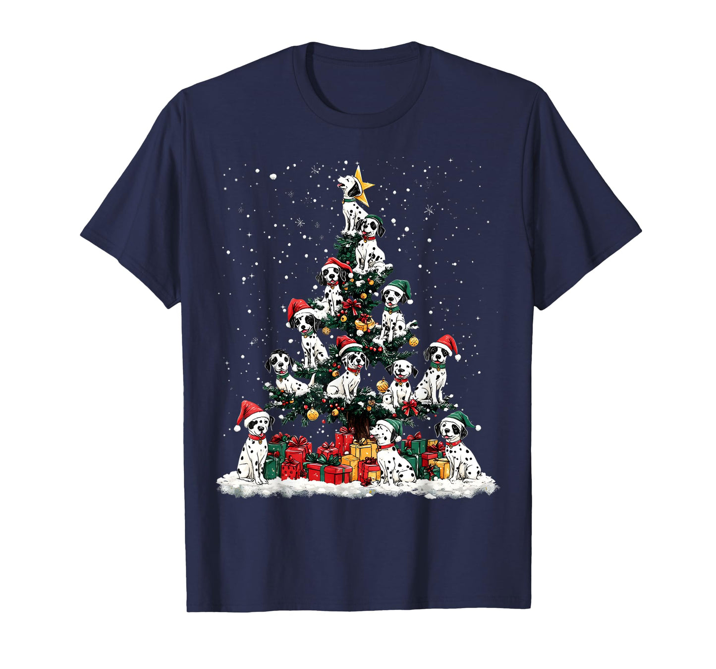 Dalmatian Christmas Tree Dog Santa Xmas Merry Dogmas Men Women Kids T-Shirt