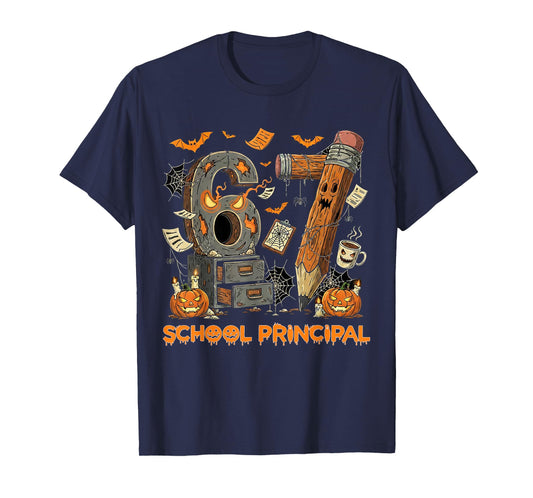 67 School Principal Halloween Spooky Pumpkin for Men Women T-Shirt