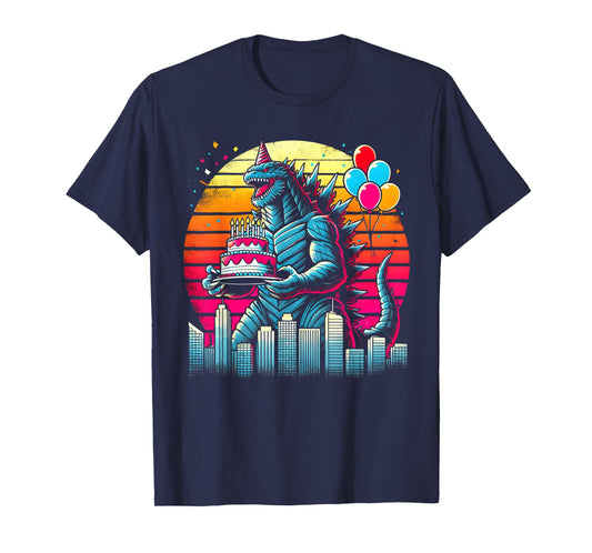 Kaiju Balloon And Cake Funny Japanese Monster Lover Birthday T-Shirt