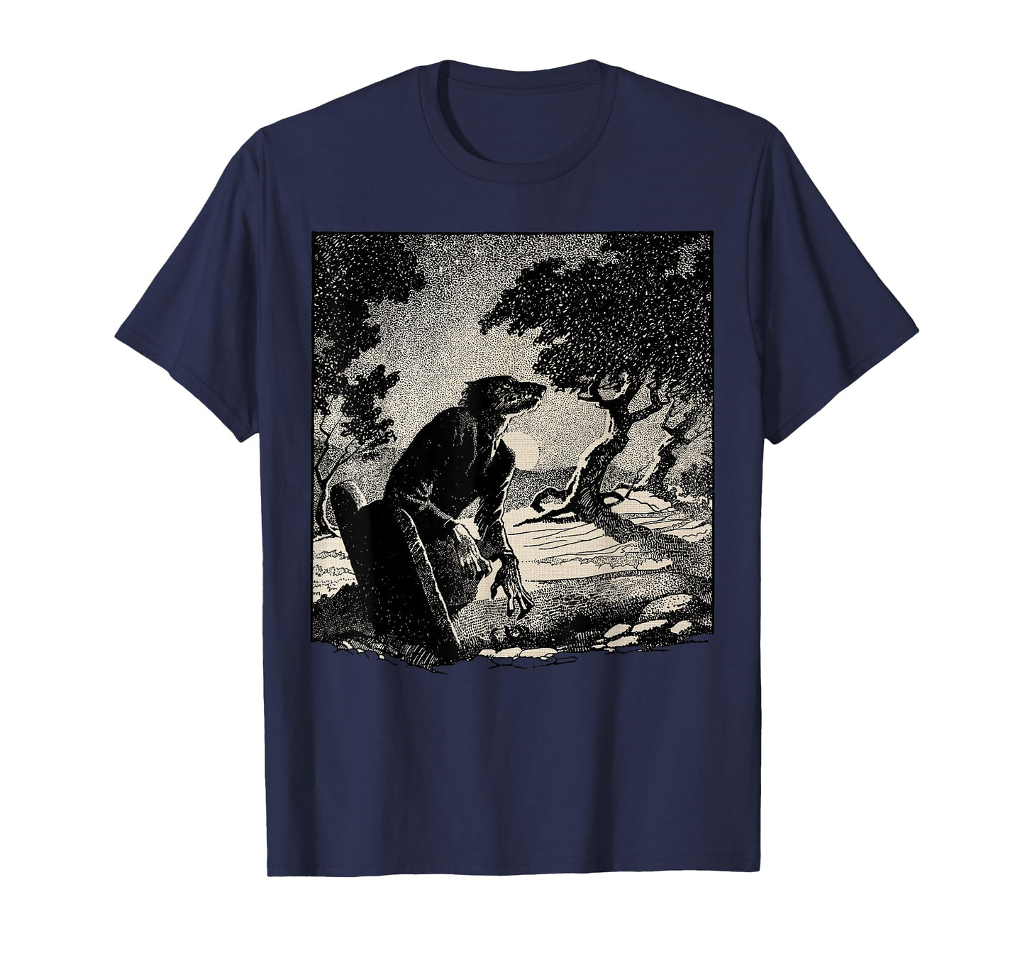 Cemetery Halloween Monster Vintage Horror Movie Werewolf T-Shirt