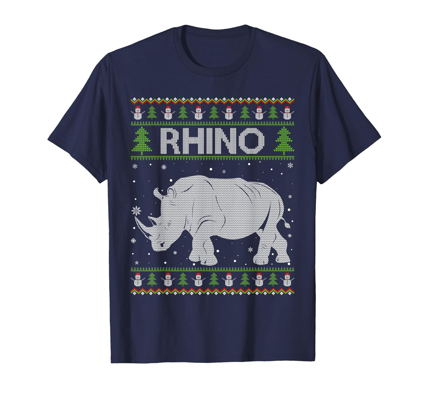 Rhino Santa Hat Funny Ugly Christmas Sweaters Pajamas T-Shirt