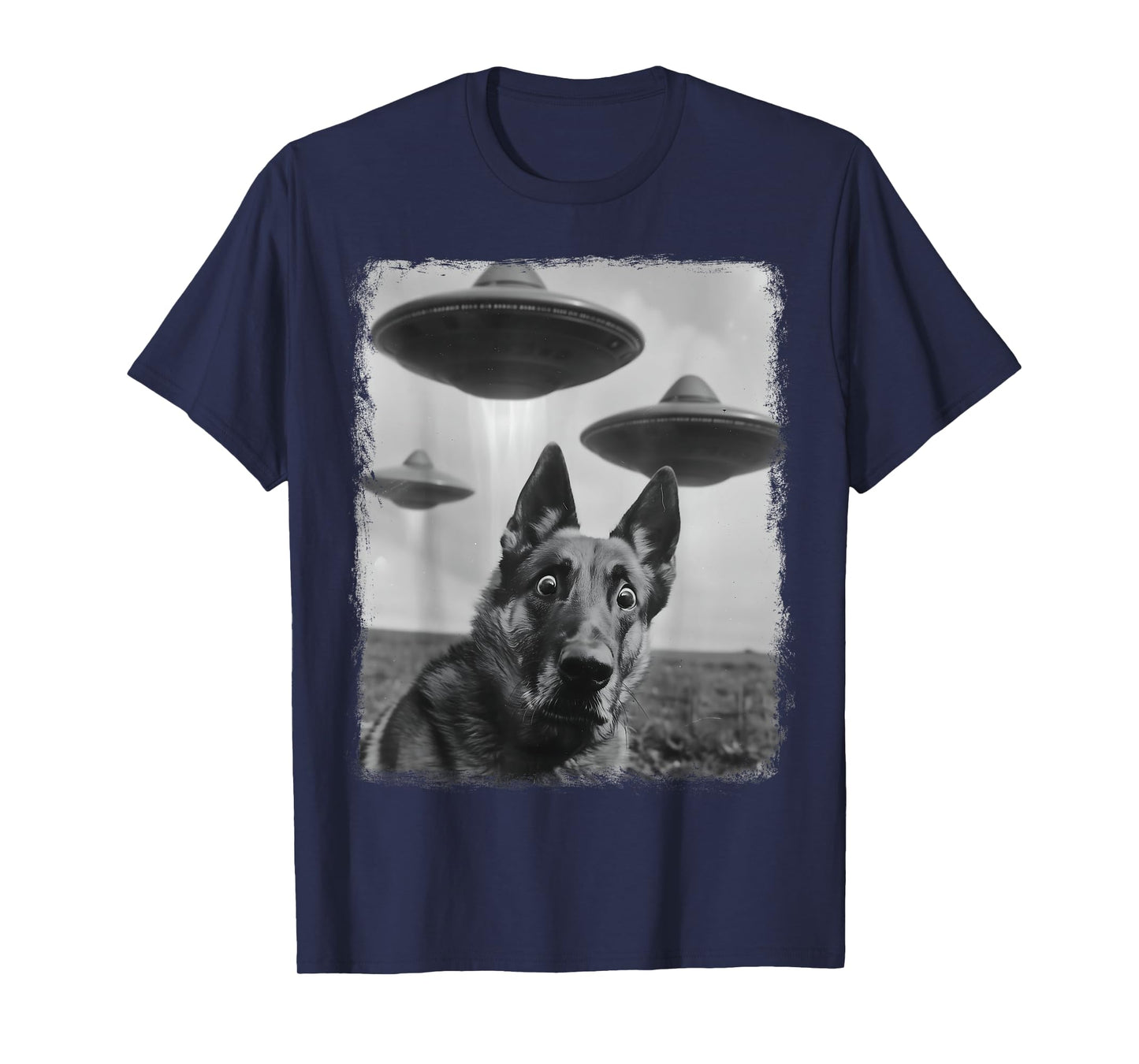 German Shepherd Dog UFO Alien Extraterrestrial Selfie T-Shirt