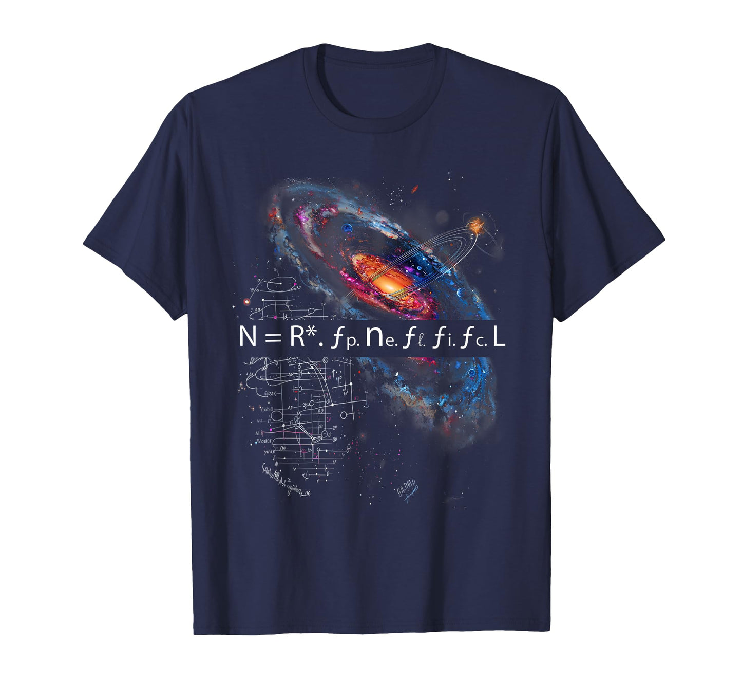 Drake Equation Estimation of Alien Civilizations T-Shirt, Small, Black