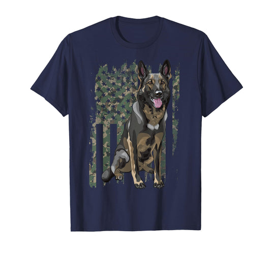German Shepherd Shirt Patriotic Camo American Flag Dog Breed T-Shirt