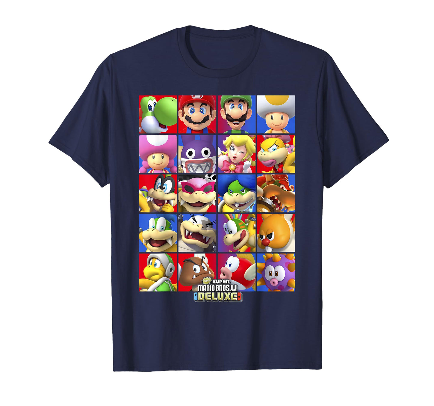 Super Mario Bros U Deluxe Character Selection Panel Grid T-Shirt