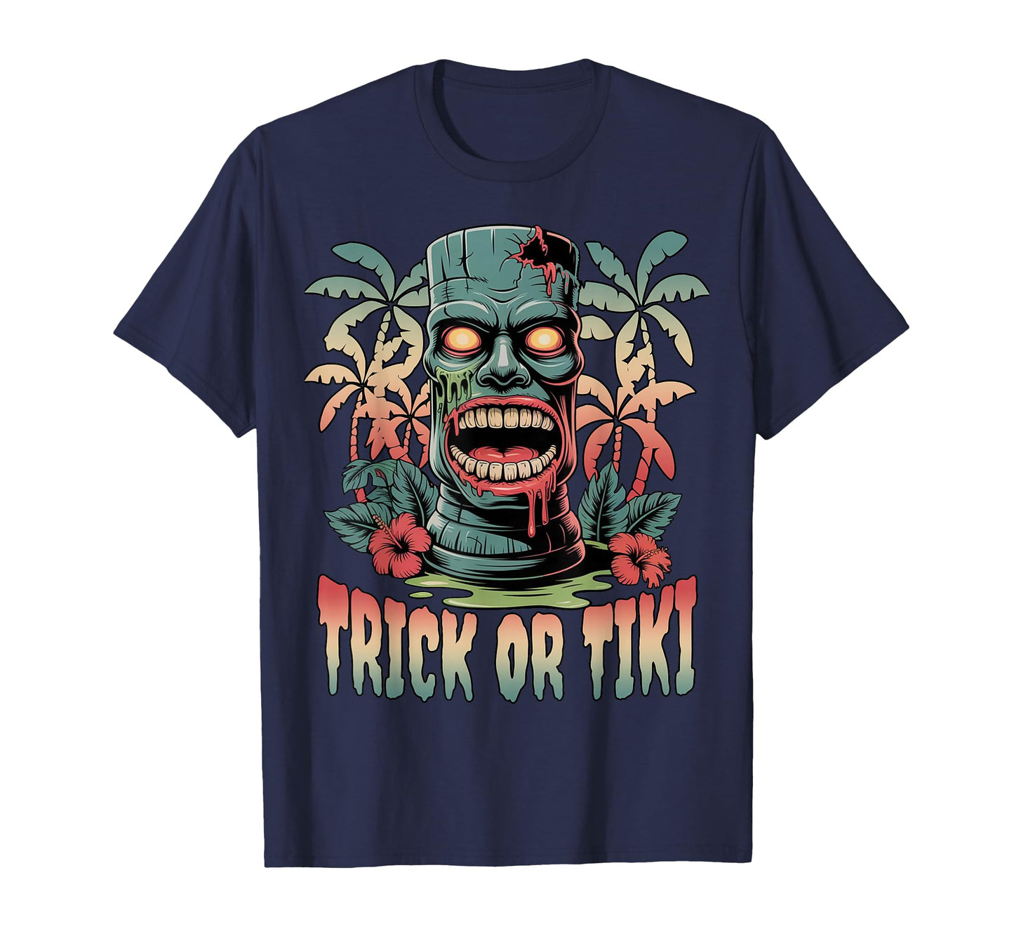 Halloween Trick or Tiki Zombie Tropical Luau Hawaii Aloha T-Shirt