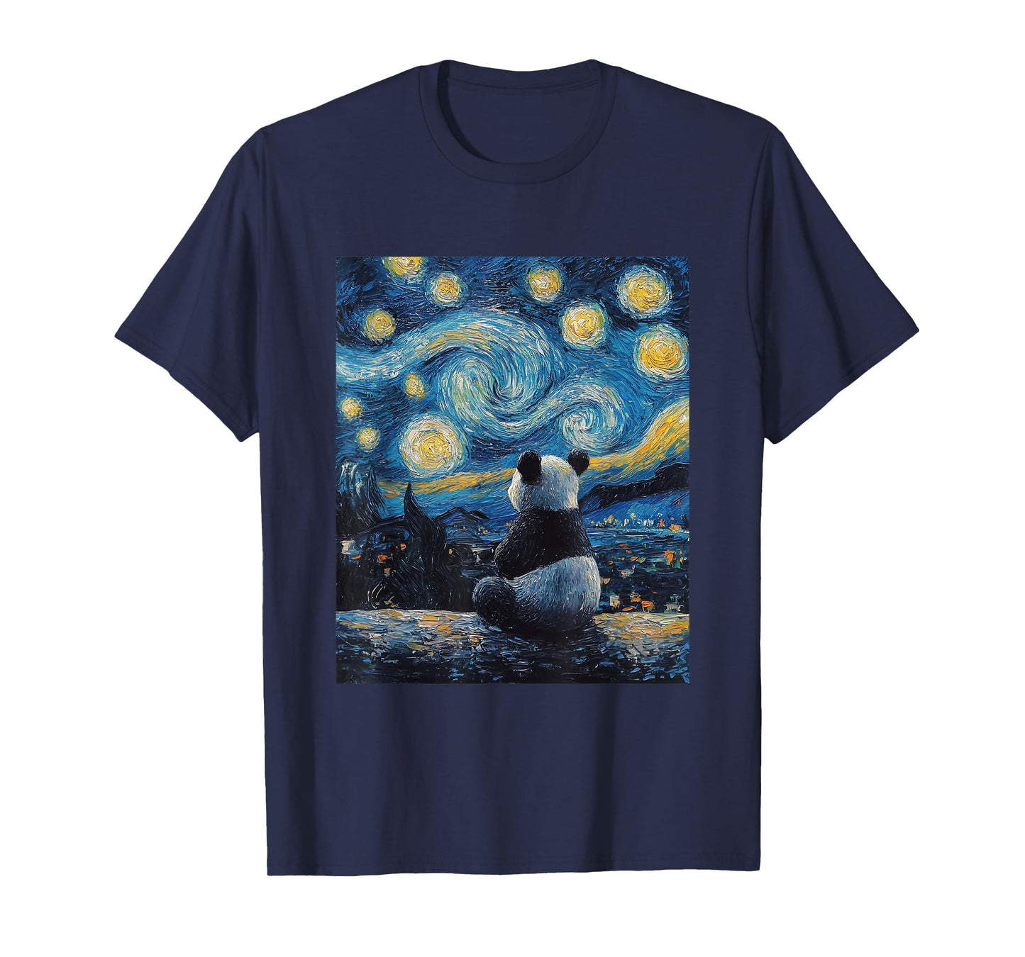 Cute Panda Bear - Van Gogh Style - Starry Night Graphic T-Shirt