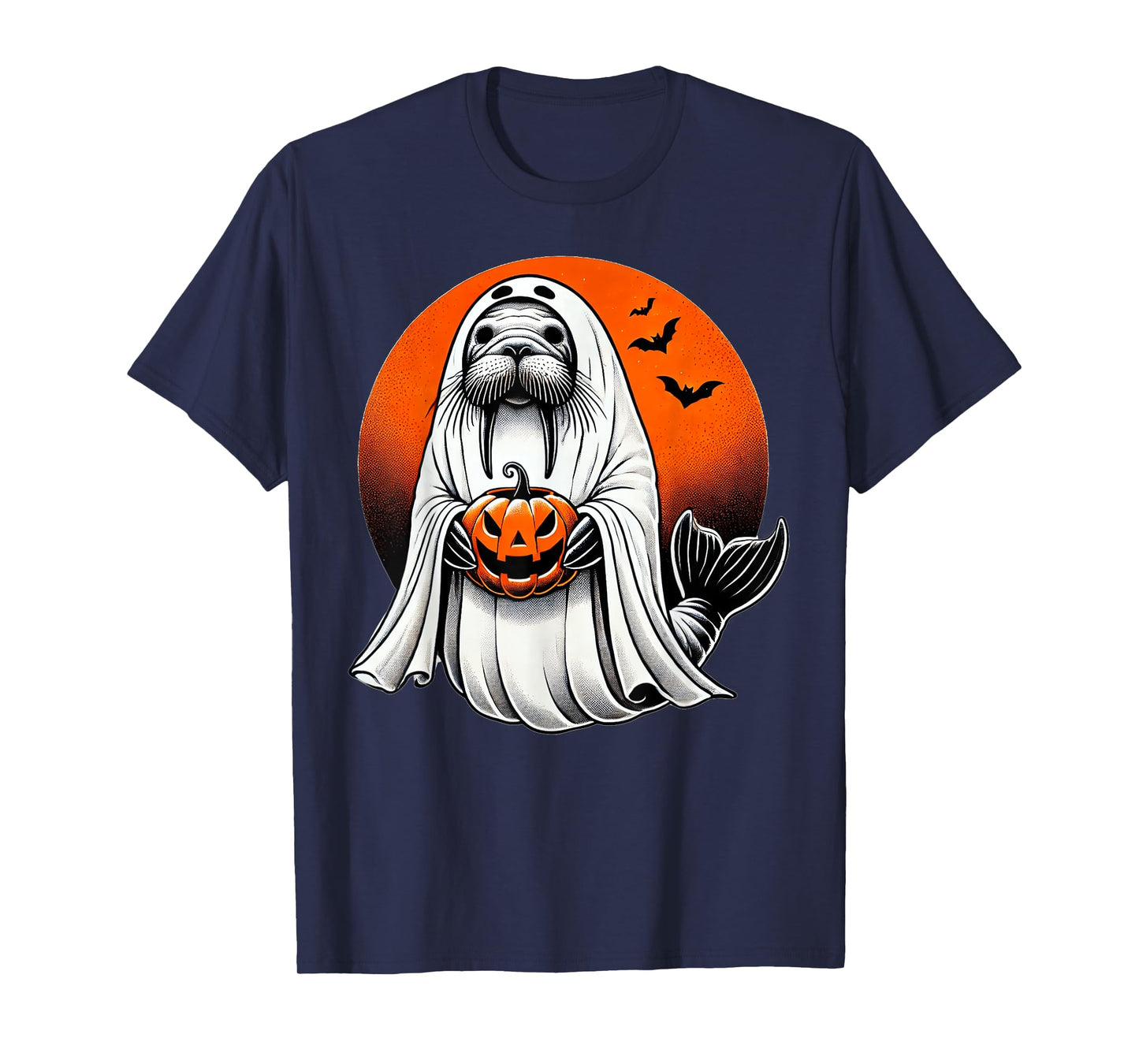 Halloween Seal Ghost Costume Walrus Jackolantern Pumpkin T-Shirt