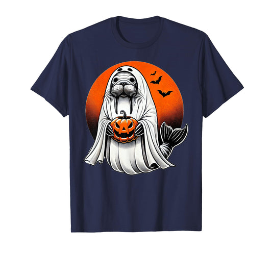 Halloween Seal Ghost Costume Walrus Jackolantern Pumpkin T-Shirt