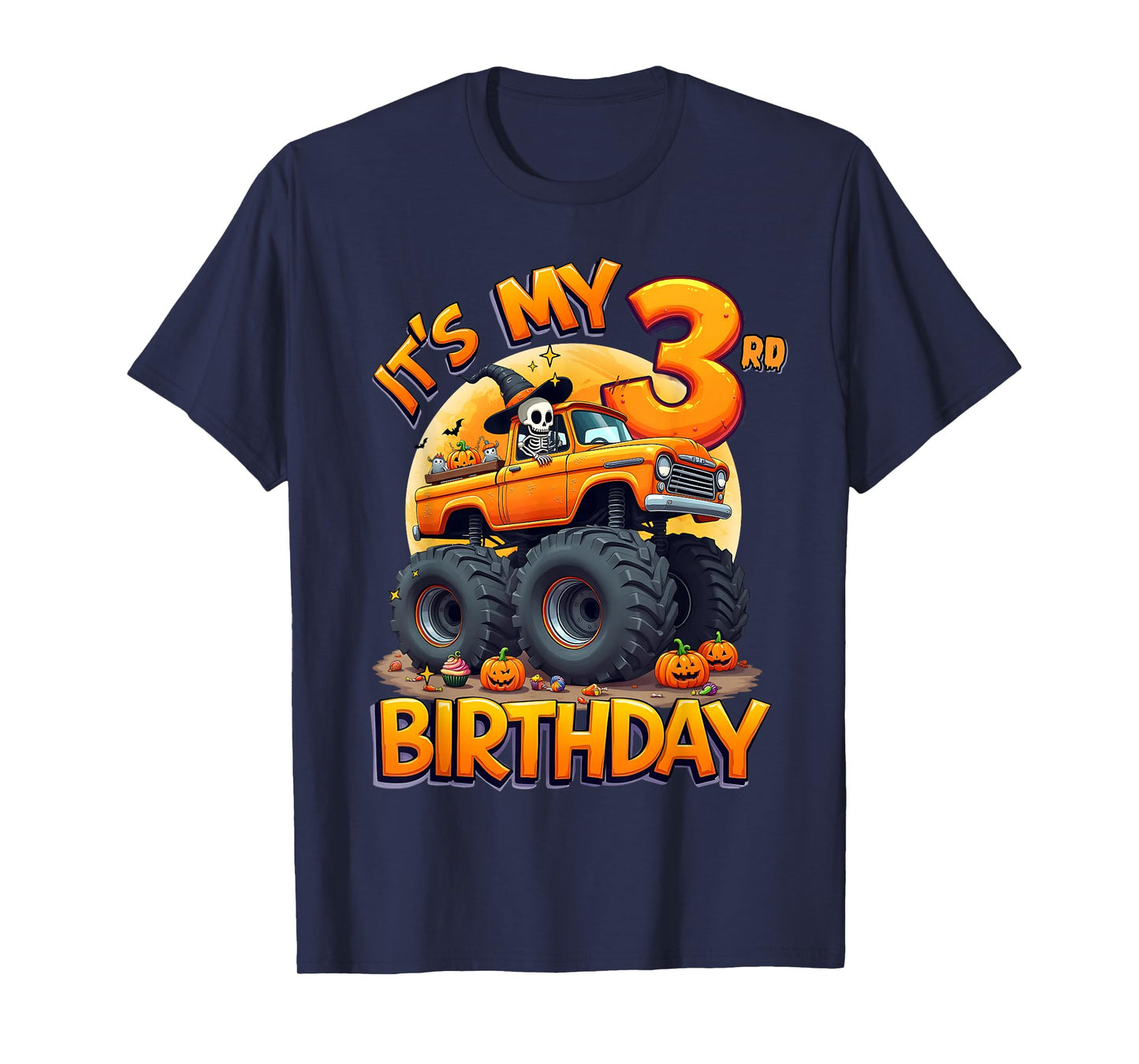 Kids It's My 3rd Birthday Boy Halloween Monster Truck T-Shirt