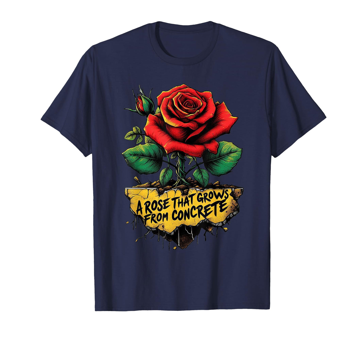 A Growing Rose Street Art Concrete Tattoo T-Shirt