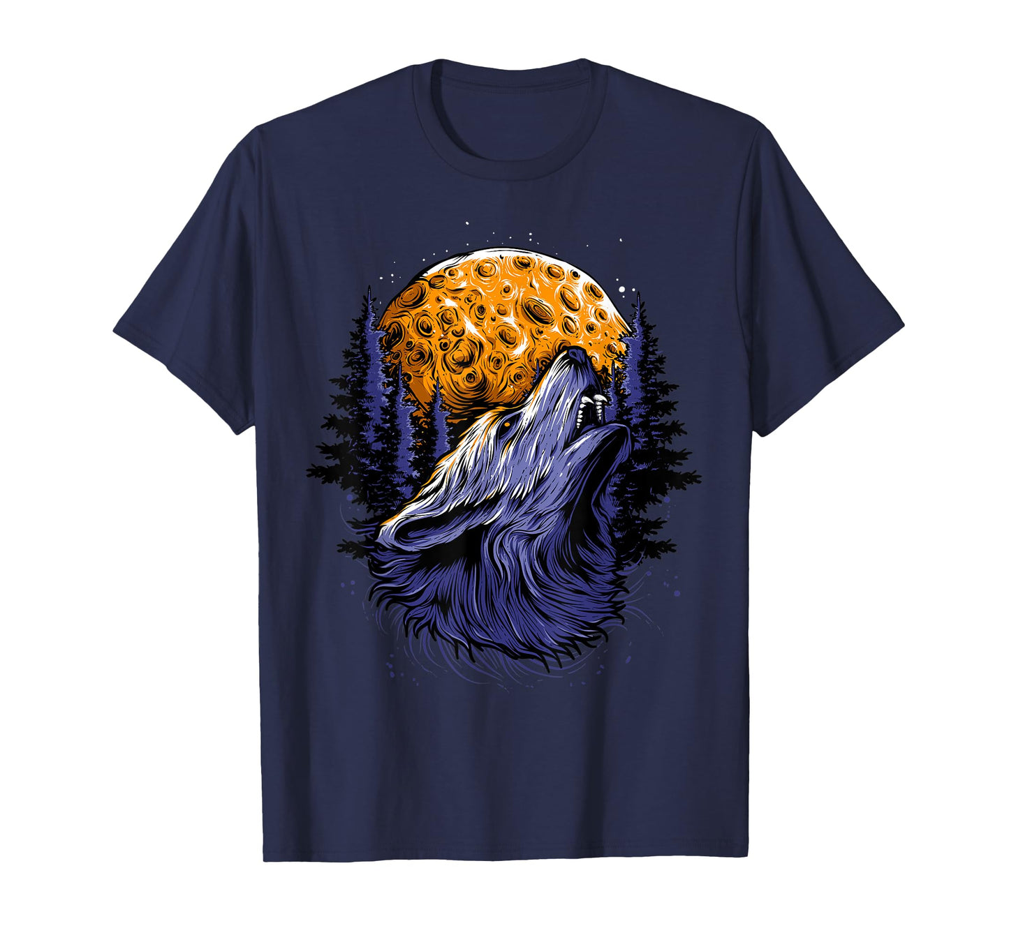 Wolf Howling At Moon Shirt for Girls and Women Vintage T-Shirt