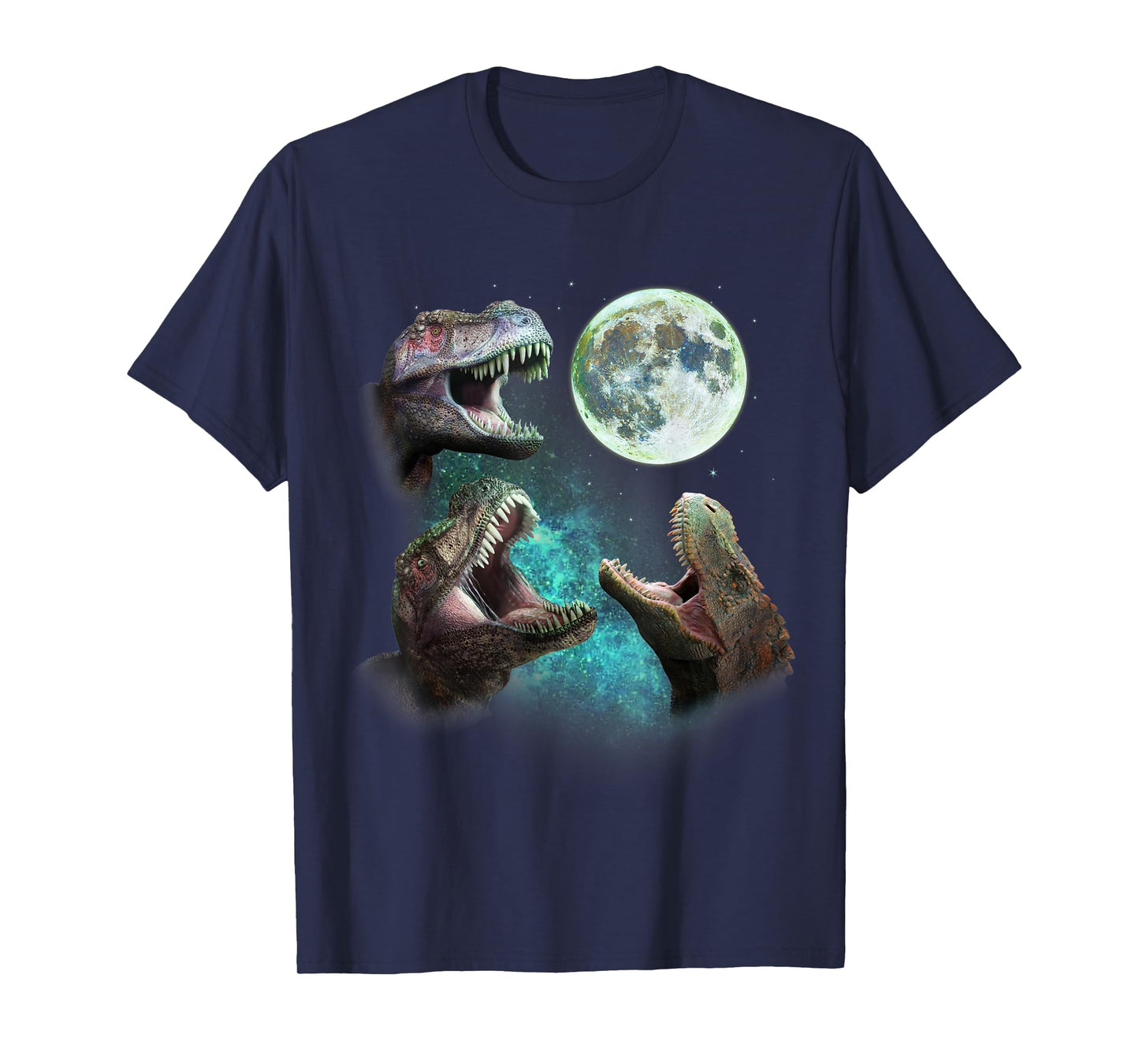 Three T-Rex Dinosaurs Howl At Moon 3 Wolves Parody T-Shirt