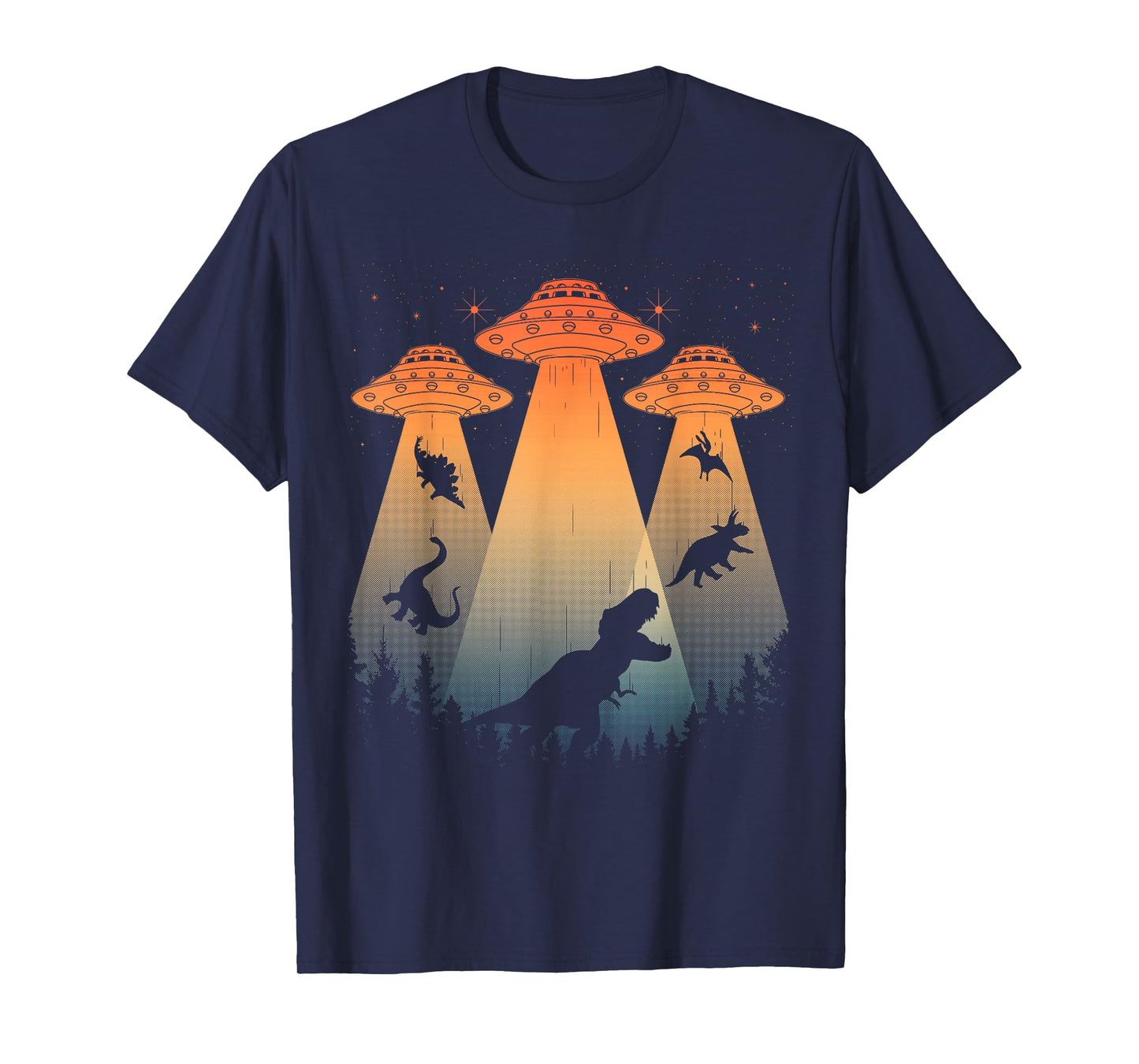 Cool Dinosaur Art For Men Women UFO Alien Abduction Dinosaur T-Shirt