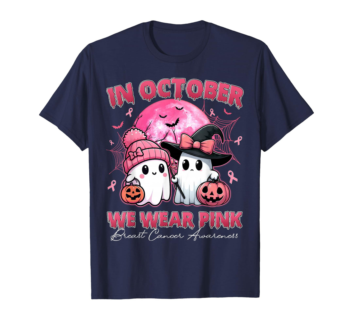 Breast Cancer Shirts Women Halloween October Wear Pink T-Shirt