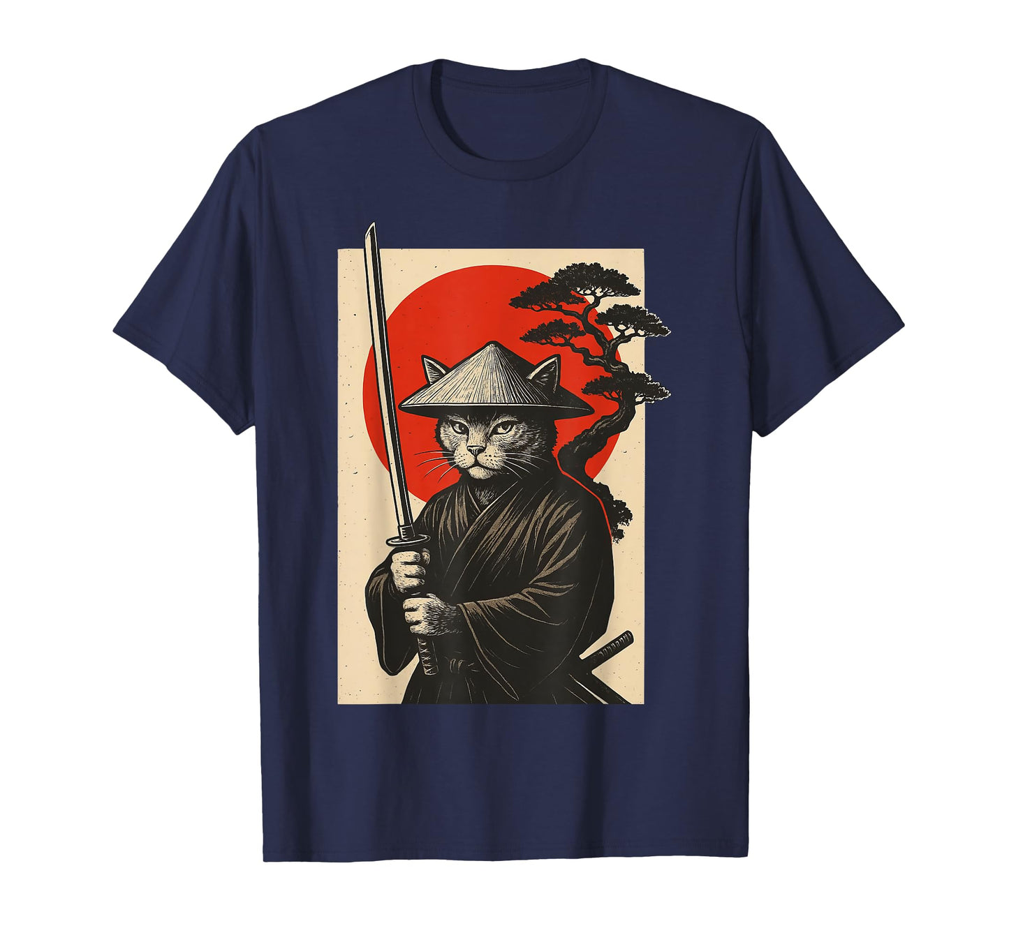 Cat Samurai Japanese Sword Anime Cat T-Shirt