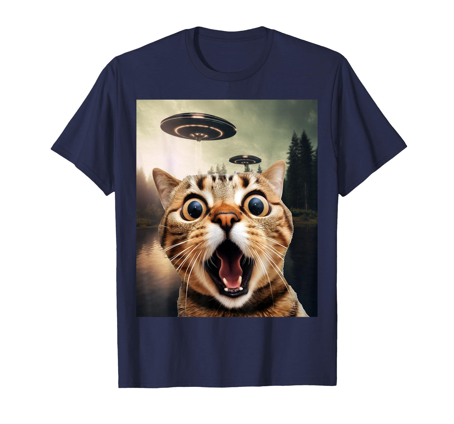 Alien UFO Funny Cat Shirt - Funny Cat Shirts for Cat Dad/Mom T-Shirt