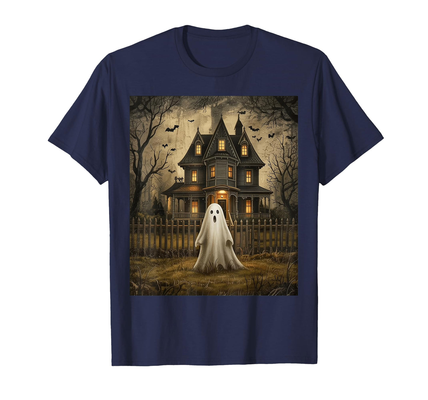 Vintage Ghost Boo Haunted House Halloween T-Shirt