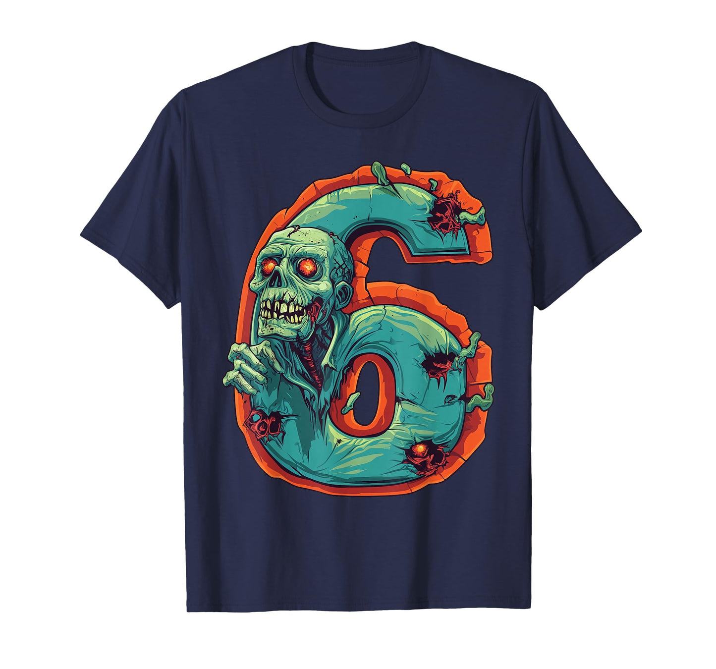 Fun 6th Birthday Zombie Halloween Themed 6 Year Old Kids T-Shirt