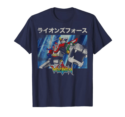 Voltron Defender of The Universe Kanji Action Scene Portrait T-Shirt
