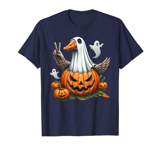 Funny Goose Boo Halloween Ghost Womens Mens Kids T-Shirt
